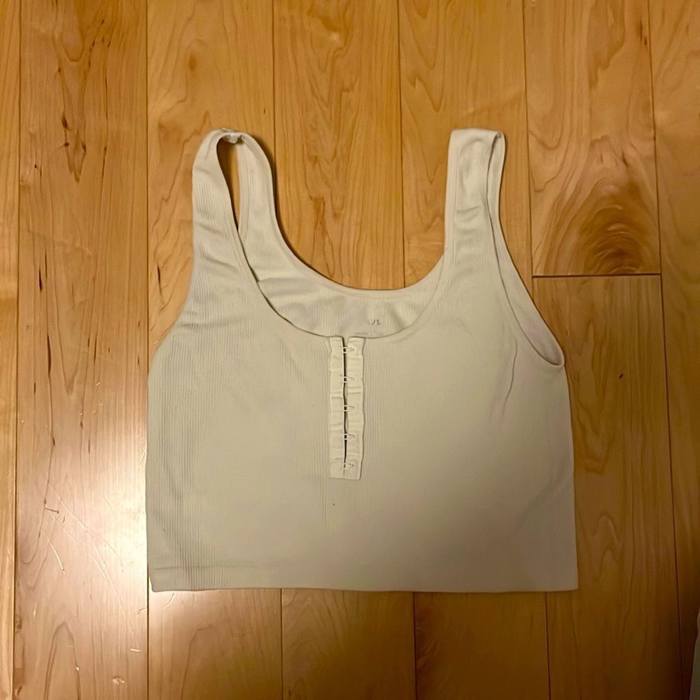 White cropped tank with hook and loop closings